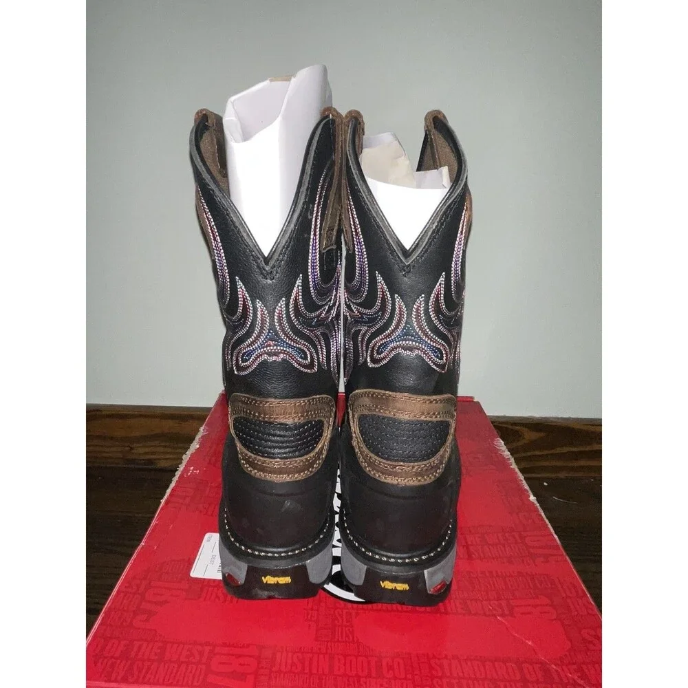 New Justin Commander X5 Boots Steel Toe WK2104 Tobacco Men's Shoe Size 9.5 D